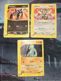 Expedition Base 3 Card Lot Pokemon Houndour, Tauros, Machop - Image 1