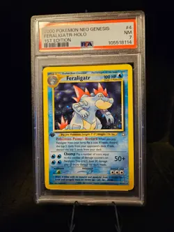 PSA 7 NM Feraligatr Neo Genesis Holo Rare Pokemon Card 4/111 - Image 1