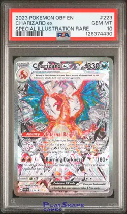 Pokemon Card PSA 10 Charizard ex 223/197 Obsidian Flames OBF SIR FA Rare 2023 - Image 1