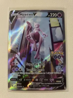 Pokemon TCG Mewtwo v Alt Art Full Art Holo Ultra Rare Card 072/078 Pokemon Go - Image 1