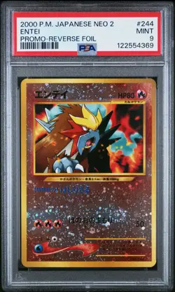 PSA 9 Entei Reverse Holo No. 244 Promo Neo 2 2000 Pokemon Card - Image 1