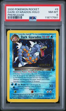 PSA 8 Dark Gyarados Holo 8/82 Prerelease Team Rocket 2000 Pokemon Card - Image 1
