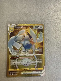 Pokemon TCG SWSH Silver Tempest Lugia VSTAR Card 211/195 Gold Secret Rare - Image 1