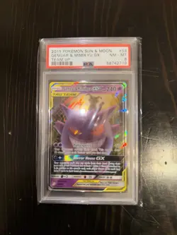 2019 Pokemon Sun and Moon Team Up Gengar Mimikyu GX Card 53/181 PSA 8 Mint - Image 1