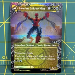 Peter Parker Amazing Spider-Man MTG FOIL Borderless SPM 0208 Mythic Marvel New - Image 2