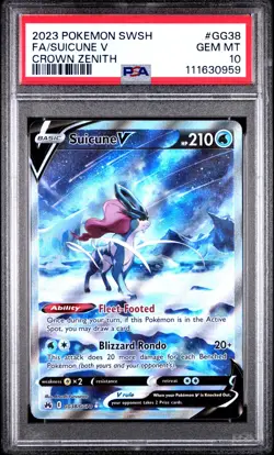 Suicune V GG38/GG70 PSA 10 SWSH Crown Zenith Holo Ultra Rare Pokemon Card AA2 - Image 1