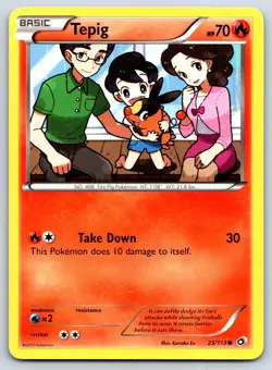 Tepig - BW Legendary Treasures 25/113 Black White Kanako Eo Pokemon Card MP - Image 1