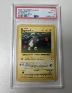 Pokemon 1999 Magnemite Shadowless 53/102 PSA 8 NM-MT Base Set - Image 1