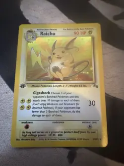 Pokemon Raichu 14/62 Holo Rare Fossil 1st Edition Card LP - Image 2