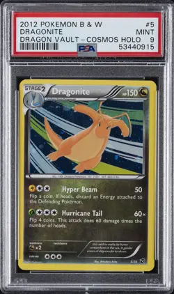 2012 POKEMON B&W DRAGON VAULT COSMOS HOLO #5 DRAGONITE PSA 9 - Image 1