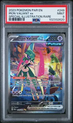2023 POKEMON PAR EN-PARADOX RIFT SPECIAL ILLUSTRATION RARE IRON VALIANT EX PSA 9 - Image 1