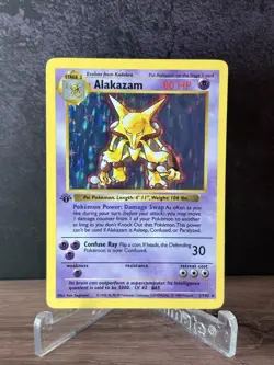 1999 1ST EDITION Base Set Shadowless Alakazam 1/102 Holo Pokemon WOTC “Inked” - Image 1