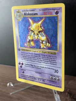 1999 1ST EDITION Base Set Shadowless Alakazam 1/102 Holo Pokemon WOTC “Inked” - Image 2