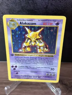 1999 1ST EDITION Base Set Shadowless Alakazam 1/102 Holo Pokemon WOTC “Inked” - Image 4