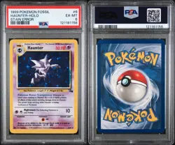 Pokemon Haunter Fossil Holo Rare #6 INK STAIN MISPRINT ERROR 6/62 PSA 6 EX Mint - Image 3