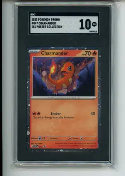 2023 Pokemon 151 Poster Collection Charmander 047 Black Star Promo SGC 10 GEM - Image 1