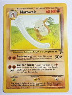 BASE SET 2 - LP - Marowak 52/130 Pokemon VIntage WOTC English (US Seller) - Image 1