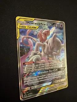 Mewtwo and Mew GX SM191 LP with 1 ding - Sun and Moon Promo Pokemon - Image 2