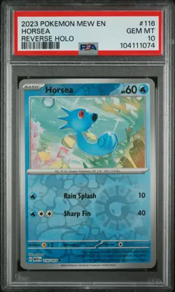 2023 POKEMON MEW EN-151 REVERSE HOLO #116 HORSEA PSA 10 - Image 1