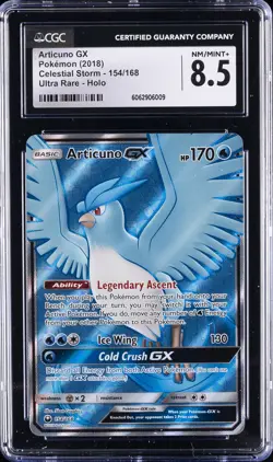 2018 POKEMON CELESTIAL STORM ULTRA RARE HOLO #154/168 ARTICUNO GX CGC 8.5 - Image 1