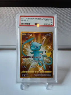 Pokemon TCG Celebrations Mew Gold Holo Card 025/025 PSA 10 Secret Rare - Image 1