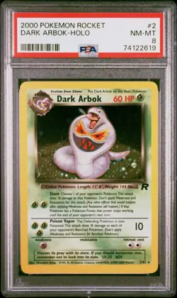 PSA 8 Dark Arbok Holo 2/82 Team Rocket 2000 Pokemon Card - Image 1