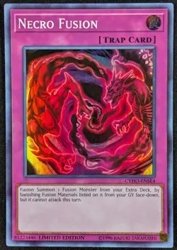Necro Fusion 1996 Limited Ed Super Rare Holo Yugioh Card CYHO-ENSE4 (NM) - Image 1
