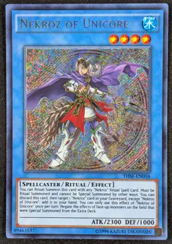 Nekroz of Unicore 1996 Secret Rare Holo Yugioh Card THSF-EN016 (NM) - Image 1