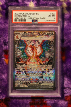Pokemon TCG Charizard ex 223/197 SV03: Obsidian Flames Holo PSA Graded 8 - Image 1