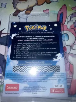 POKEMON SCARLET / VIOLET -SHINY MIRAIDON OR SHINY KORAIDON CODE CARD UNSCRATCHED - Image 2