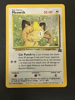 Meowth #10 Black Star Promo Holo 2000 Vintage Pokemon Card WOTC - Image 1