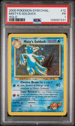 PSA 1 Misty's Golduck 12/132 Gym Challenge 2000 Holo Rare WOTC Pokemon Card TCG - Image 1