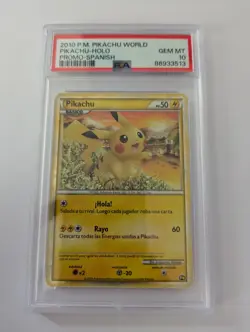 Pokemon Card Pikachu Holo 2010 Pokemon World PW Promo - PSA 10 - Spanish - Image 1