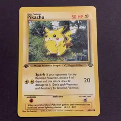 1999 Pokemon TCG Pikachu Card 60/64 Jungle 1st Edition Red Cheeks - Image 1