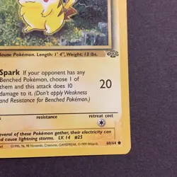 1999 Pokemon TCG Pikachu Card 60/64 Jungle 1st Edition Red Cheeks - Image 5