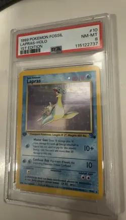 1999 Pokemon Fossil Lapras Holo PSA 8 First 1st Edition 10/62 Rare Card No 10 - Image 2
