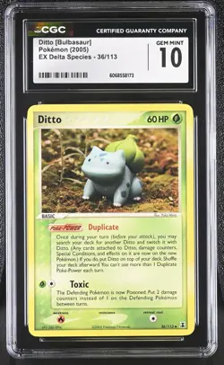 CGC 10 GEM MINT Ditto [Bulbasaur] 2005 EX Delta Species 36/113 Pokemon Card - Image 1