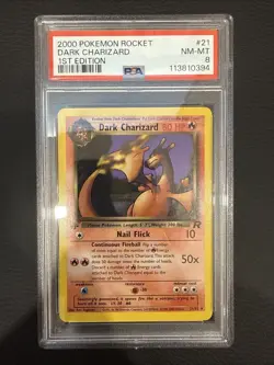 2000 Pokemon Team Rocket Dark Charizard 1st Edition Non-Holo PSA 8 MINT #21/82🔥 - Image 1