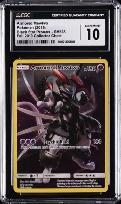 2019 POKEMON BLACK STAR PROMO FALL '19 COLLECTOR'S CHEST ARMORED MEWTWO CGC 10 - Image 1