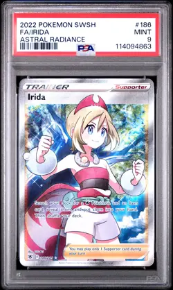 2022 POKEMON SWORD & SHIELD ASTRAL RADIANCE #186 FULL ART/IRIDA PSA 9 - Image 1