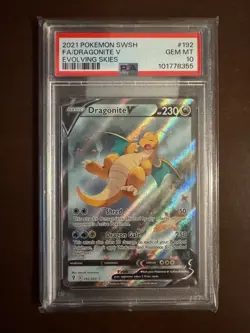 2021 POKEMON SWORD & SHIELD EVOLVING SKIES #192 FULL ART/DRAGONITE V PSA 10 - Image 1