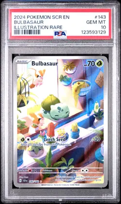 2024 POKEMON SCR EN-STELLAR CROWN ILLUSTRATION RARE #143 BULBASAUR PSA 10 - Image 1
