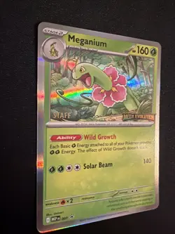 Meganium Mega Evolution Prerelease Staff Promo 001 HOLO NM Pokemon - Image 2
