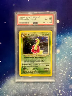 Pokemon Meganium Holo PSA 8 NM-MT Neo Genesis #11 - Image 1