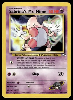 Sabrina's Mr. Mime MP 94/132 Gym Heroes Unlimited Pokemon Card - Image 1