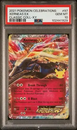 2021 Pokemon Celebrations Classic Collection XY # 97 Xerneas EX PSA 10 GEM MINT! - Image 1