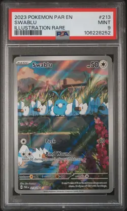 2023 POKEMON PAR EN-PARADOX RIFT ILLUSTRATION RARE #213 SWABLU PSA 9 - Image 1