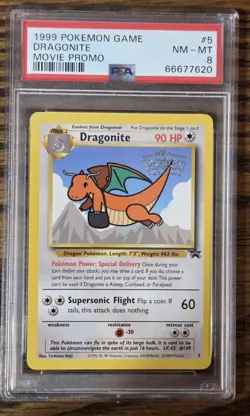 Pokemon Wotc Black Star Movie Promo #5 Dragonite PSA 8 - Image 1