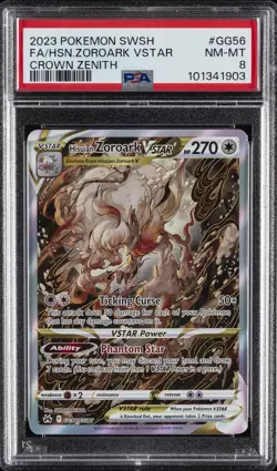 2023 POKEMON SWORD & SHIELD CROWN ZENITH FULL ART/HISUIAN ZOROARK VSTAR PSA 8 - Image 1
