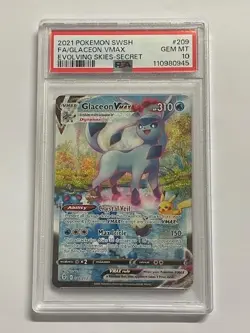 Pokemon TCG PSA 10 GLACEON VMAX Evolving Skies 209/203 - 2021 ENG ENGLISH - Image 1